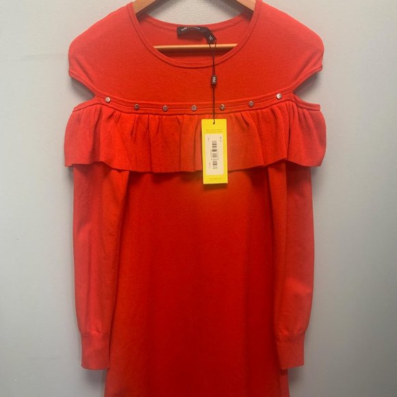 Karen Millen Red Cold Shoulder Dress With Tags - Picture 2 of 5